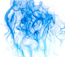 Blue smoke on white background