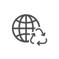 earth globe with recycling arrows vector icon. stop plastic pollution to save environment and ecology of earth. eco friendly environment concept