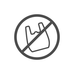 stop using plastic bags outline vector icon isolated on white background. say no to plastic bag. plastic forbidden sign. stop plastic pollution to save environment and ecology of earth