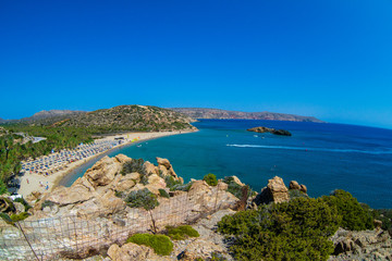 Fototapeta na wymiar Vai palmtrees bay and beach at Crete island in Greece