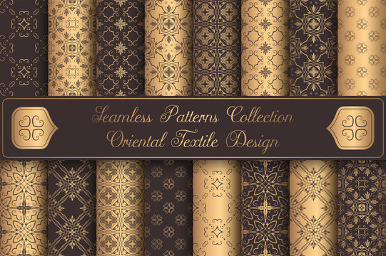 Vintage backgrounds luxury seamless patterns golden design elements