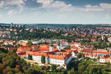Fototapeta na wymiar View from the top of Prague and the Strahov Monastery, Czech Republic