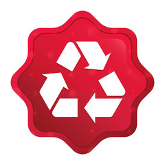 Obraz premium Recycle symbol icon misty rose red starburst sticker button