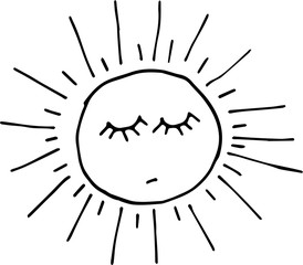 The sun is cute, vector, doodle, hand-painted