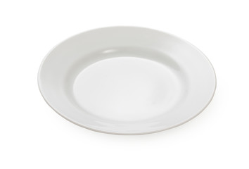 White plate isolated on white background, close up