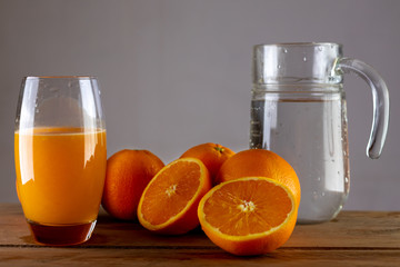 Oranges on a wooden table