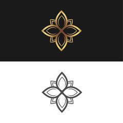 Gold flower luxury logo design vector