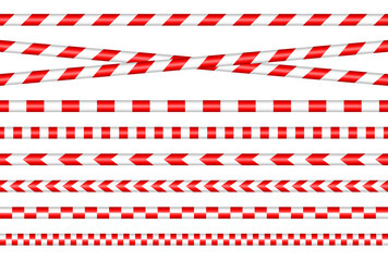 Set Absperrband Rot/Weiß - obrazy, fototapety, plakaty