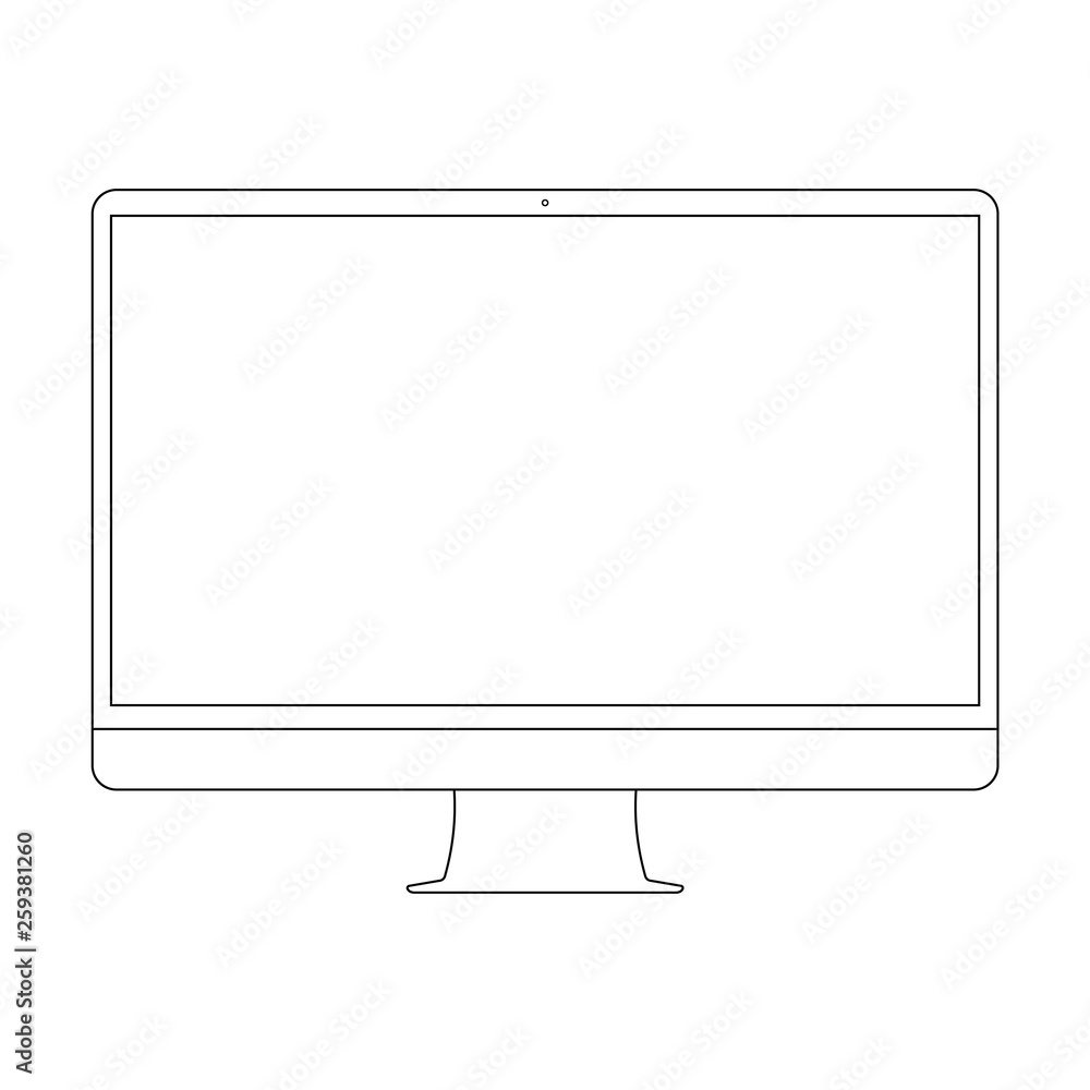 Fototapete desktop pc computer outline. desktop computer, pc screen outline. computer or pc outline, front view