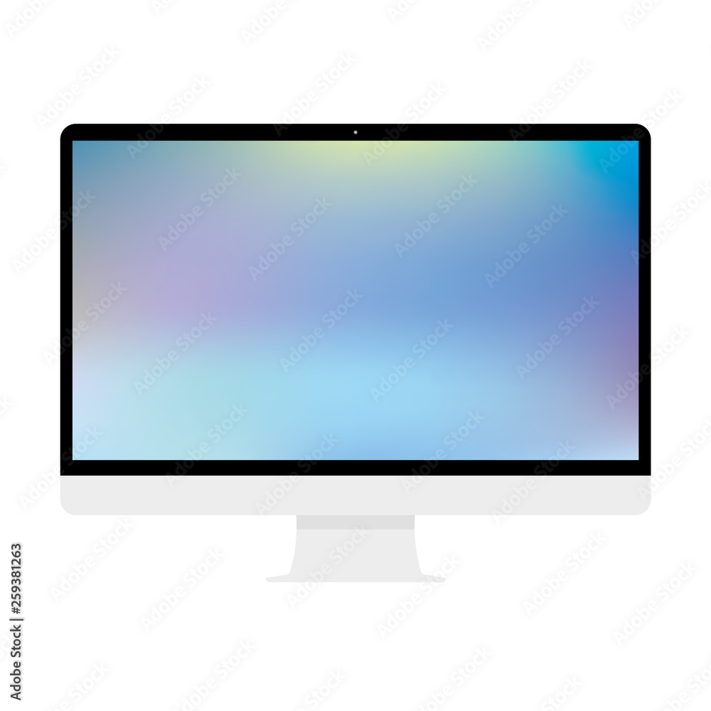 Fototapete Computer display with screen. Front view. Computer screen isolated on white background vector eps10