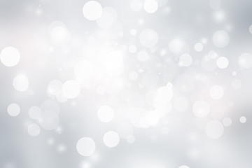 Plakat white blur abstract background. Bokeh Christmas blurred beautiful shiny Christmas lights