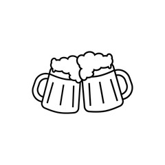 two beer mugs vector icon