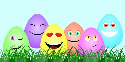 Greeting card with funny easter eggs