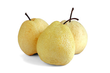 Fresh group oriental pear on a white background. This has clipping path