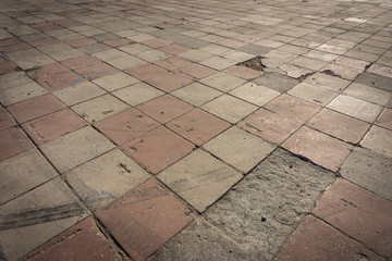 tattered time tiled beautiful floor in the town square in the southern edge