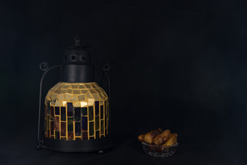 Stained glass lattern with dates.