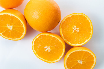 Oranges on a white background