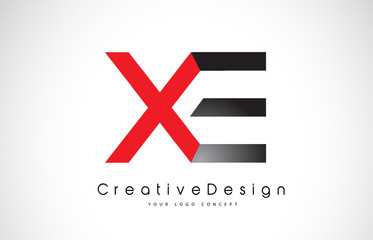 Obraz premium Projektowanie Logo litery XE XE w kolorze czerwonym i czarnym. Ikona kreatywnych nowoczesnych listów wektor Logo.