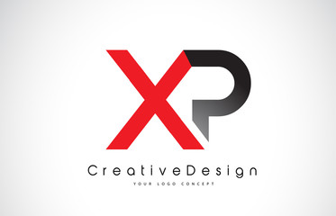 Red and Black XP X P Letter Logo Design. Creative Icon Modern Letters Vector Logo.
