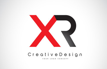 Obraz premium Red and Black XR X R Letter Logo Design. Creative Icon Modern Letters Vector Logo.