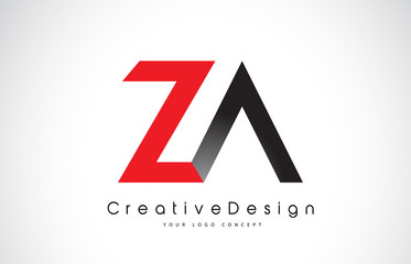 Red and Black ZA Z A Letter Logo Design. Creative Icon Modern Letters Vector Logo.