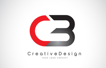 Red and Black CB C B Letter Logo Design. Creative Icon Modern Letters Vector Logo.