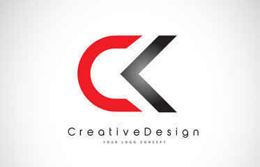 Red and Black CK C K Letter Logo Design. Creative Icon Modern Letters Vector Logo.