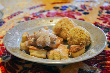 Traditional homebaked cookies in powdered sugar