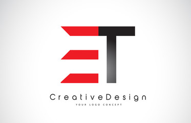 Red and Black ET E T Letter Logo Design. Creative Icon Modern Letters Vector Logo.