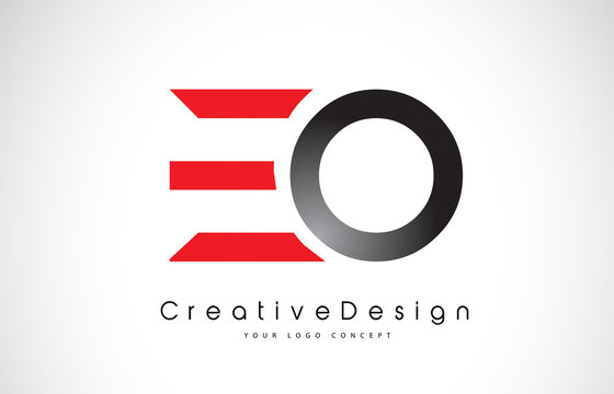 Red and Black EO E O Letter Logo Design. Creative Icon Modern Letters Vector Logo.