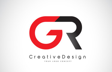 Red and Black GR G R Letter Logo Design. Creative Icon Modern Letters Vector Logo. - obrazy, fototapety, plakaty