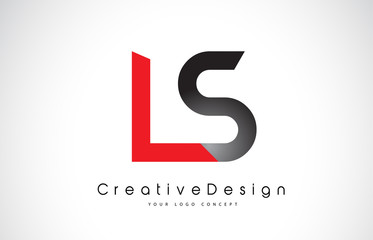 Red and Black LS L S Letter Logo Design. Creative Icon Modern Letters Vector Logo.