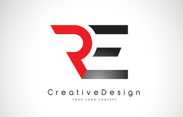 Red and Black RE R E Letter Logo Design. Creative Icon Modern Letters Vector Logo. - obrazy, fototapety, plakaty