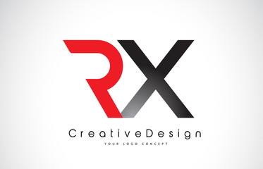 Red and Black RX R X Letter Logo Design. Creative Icon Modern Letters Vector Logo.