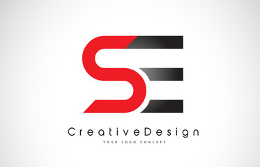 Red and Black SE S E Letter Logo Design. Creative Icon Modern Letters Vector Logo.