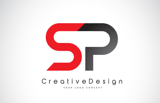 Red and Black SP S P Letter Logo Design. Creative Icon Modern Letters Vector Logo.