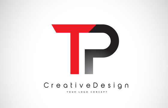 Red and Black TP T P Letter Logo Design. Creative Icon Modern Letters Vector Logo.