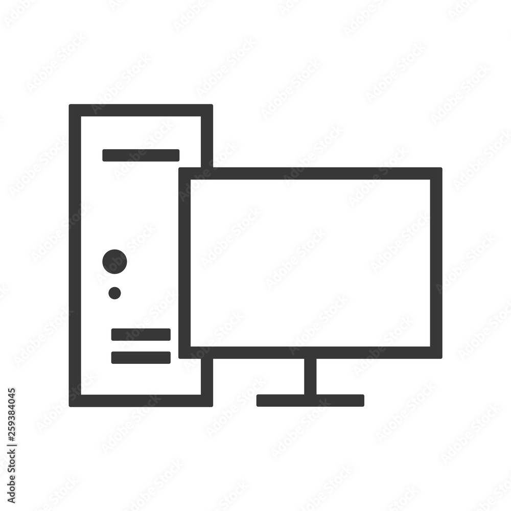 Poster desktop computer outline vector eps10. computer icon. the computer icon. pc symbol. flat vector illu