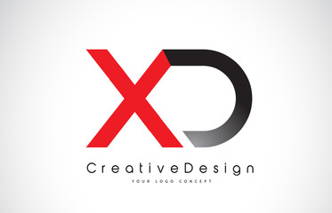 Fototapeta premium Red and Black XD X D Letter Logo Design. Creative Icon Modern Letters Vector Logo.