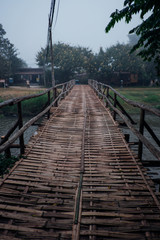 Fototapeta premium The bamboo bridge across Pai River, Mae Hong Son, Thailand