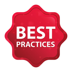 Best Practices misty rose red starburst sticker button