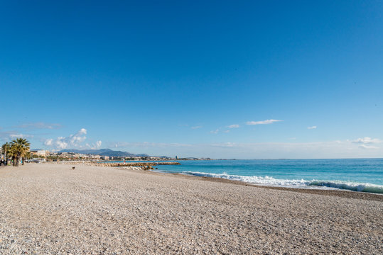 Seacoast of Cagnes-sur-Mer in a sunny winter day