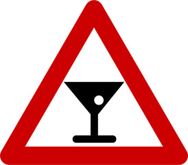 Warning sign with alcohol