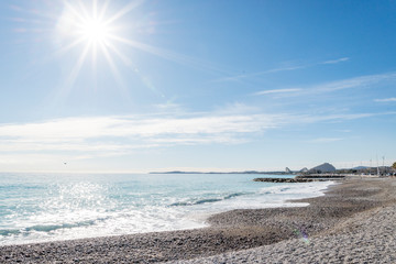 Seacoast of Cagnes-sur-Mer in a sunny winter day
