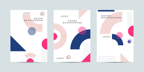Placard templates set with abstract shapes, 80s memphis geometric style flat and line design elements. Retro art for covers, banners, flyers and posters. Eps10 vector illustrations