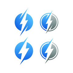 modern electrical blue lightning bolt logo icon set