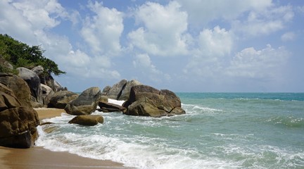 tropical coral beach on koh samui