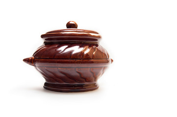 pots for baking on white background