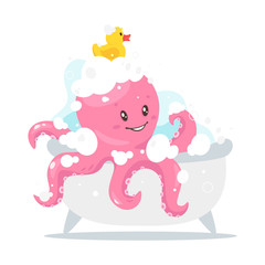 Octopus cartoon style baby character 