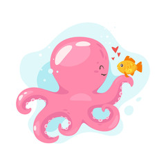 Octopus cartoon style baby character 